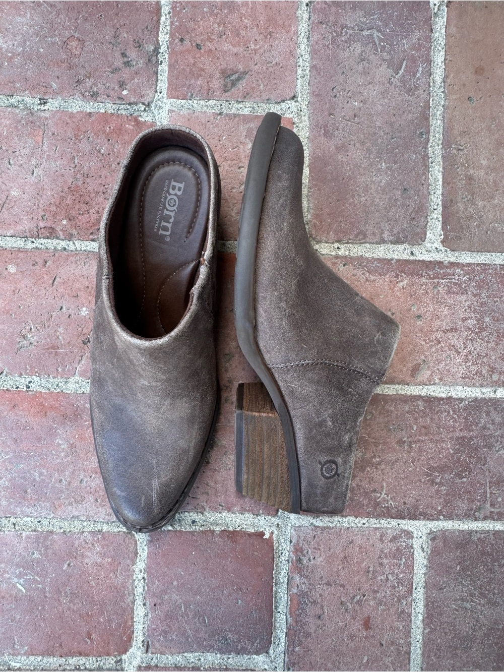 Born Taupe Brown Suede Slip-On Mules booties